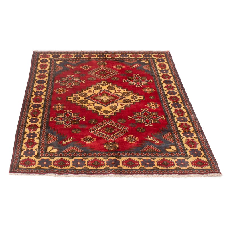 ECARPETGALLERY Hand-knotted Kargahi Red Wool Rug - 5'0 x 6'6