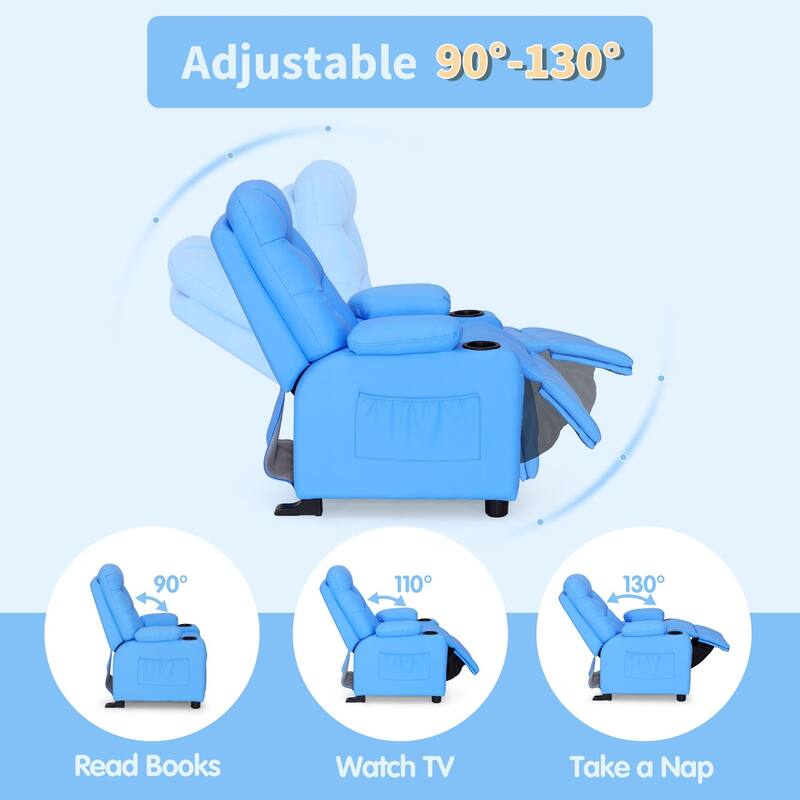 MCombo Big Kids Recliner Chair with Cup Holders - 28.3"(L)x26.0"(W)x34.2"(H)