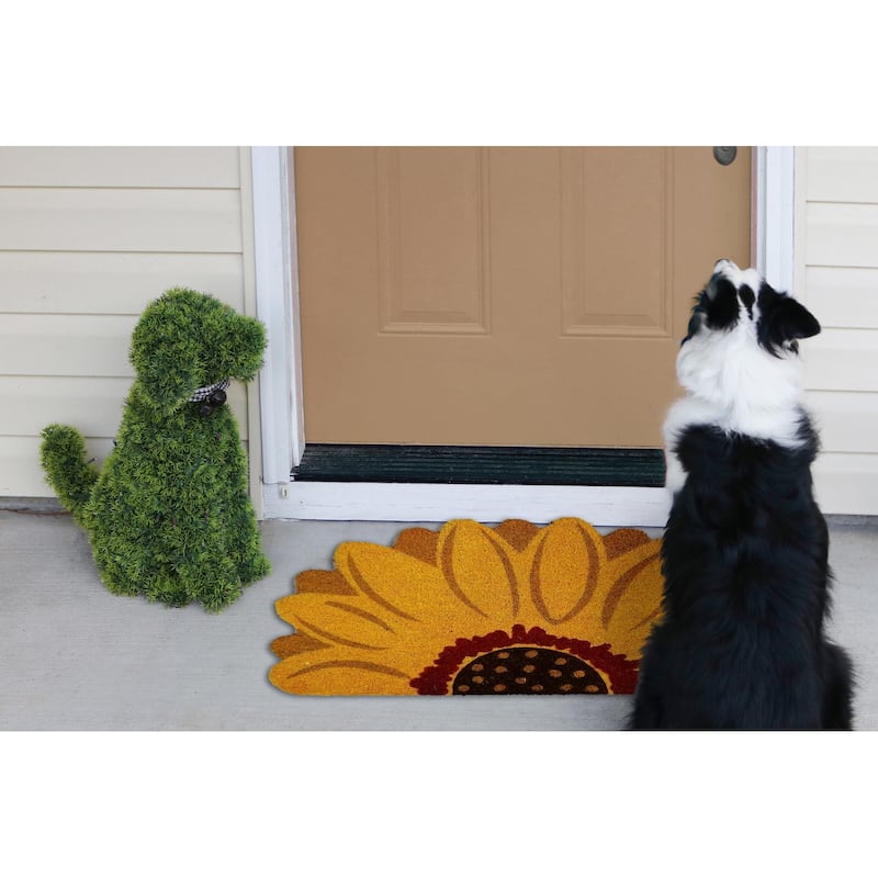 1'6" x 2'4" Sunflower Flower Shaped Natural Coir Indoor/Outdoor Welcome Doormat