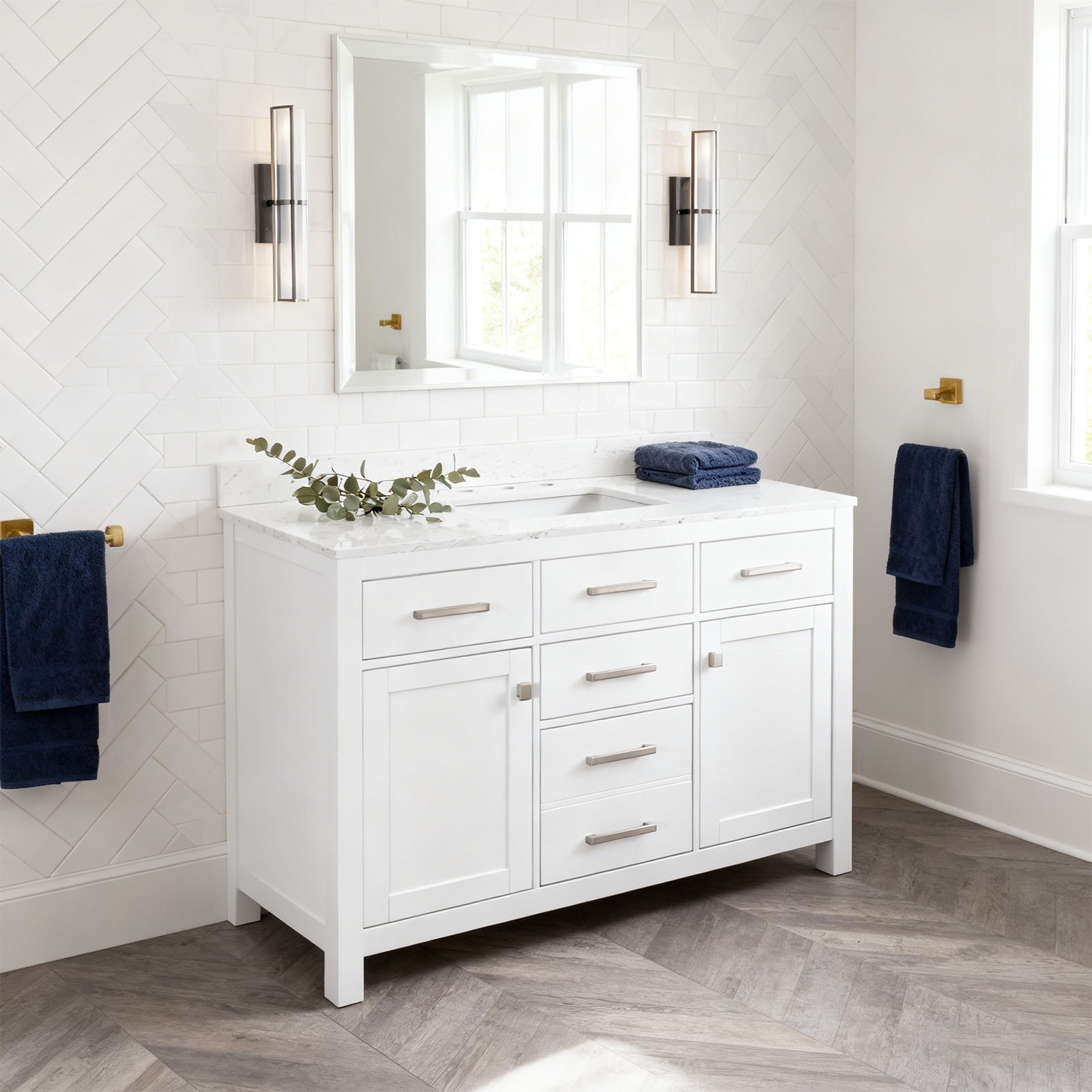 Nephelily 48" 60" 72" Uni-Vanity Bathroom Cabinet with Tall Drawer