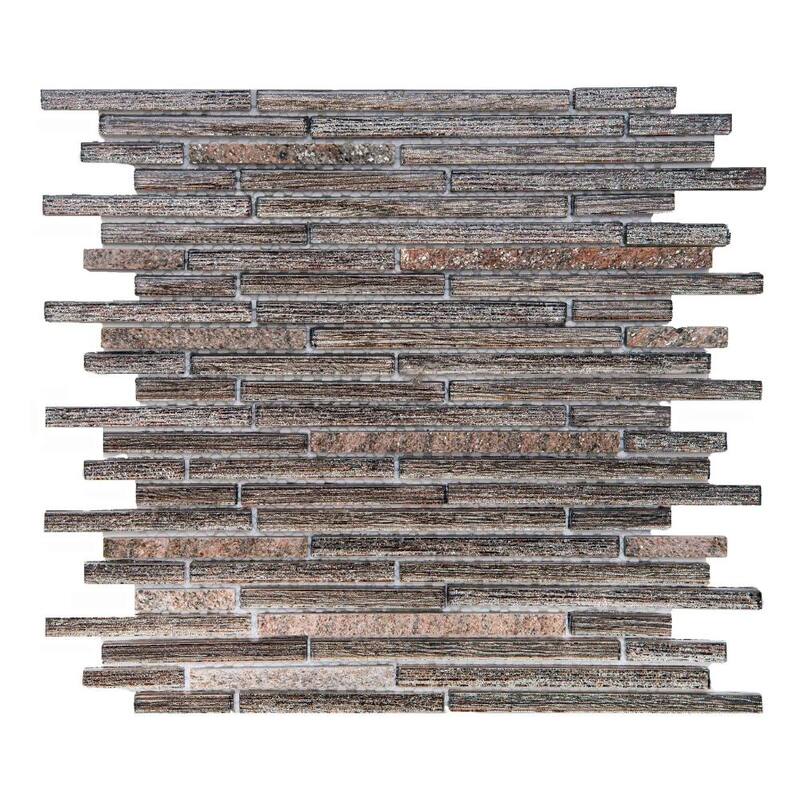 The Tile Life Cosmos Sleek 1x3 Brown Polished Glass Mosaic Tile for Backsplash & Wall