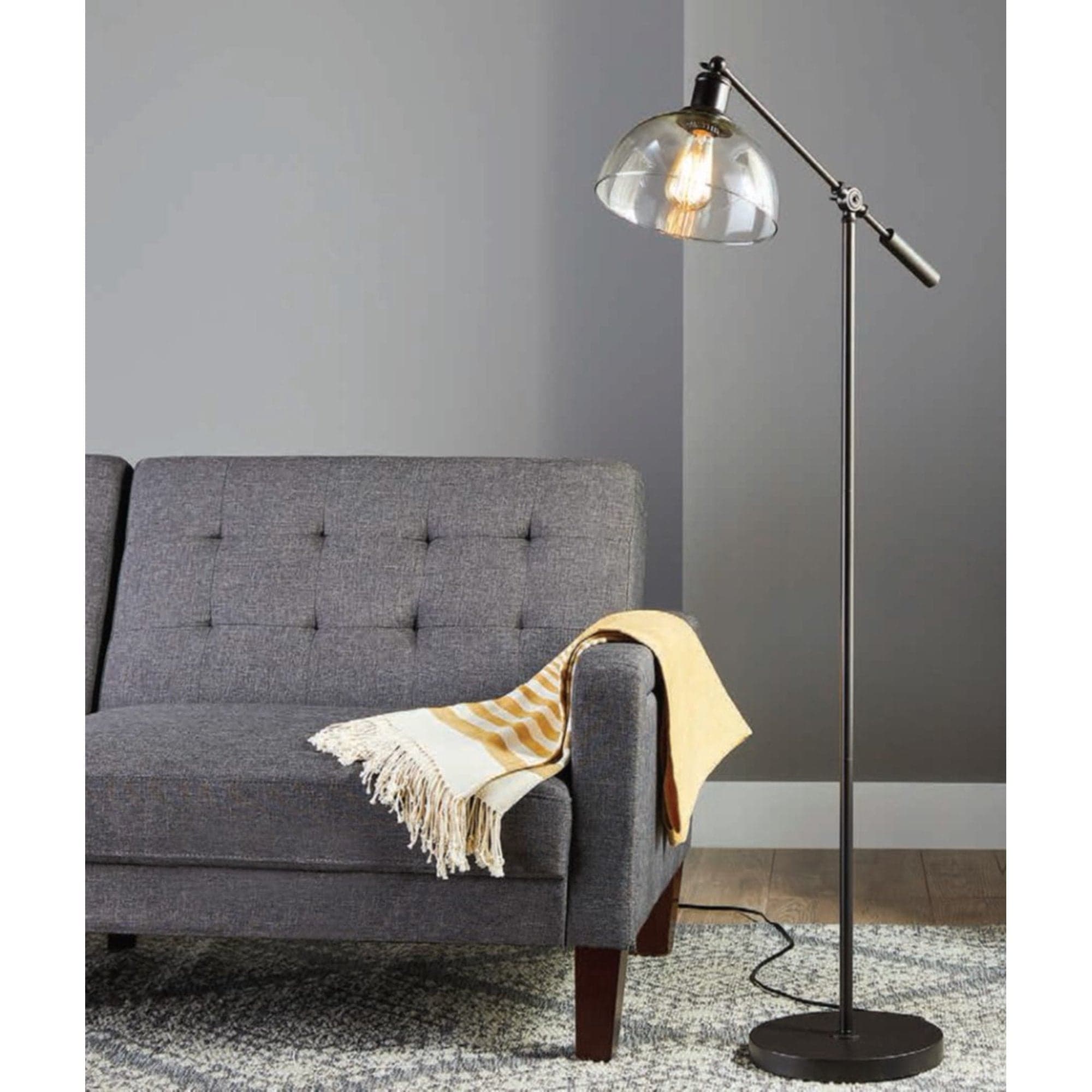 Better Homes Gardens Bronze Task Floor Lamp Glass Shade