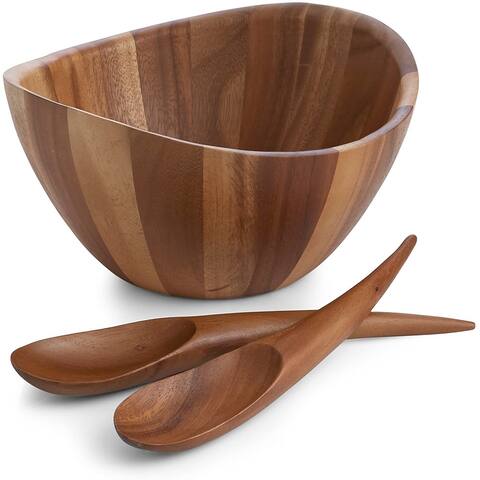 Nambe Harmony 3 Piece Salad Bowl and Servers Set