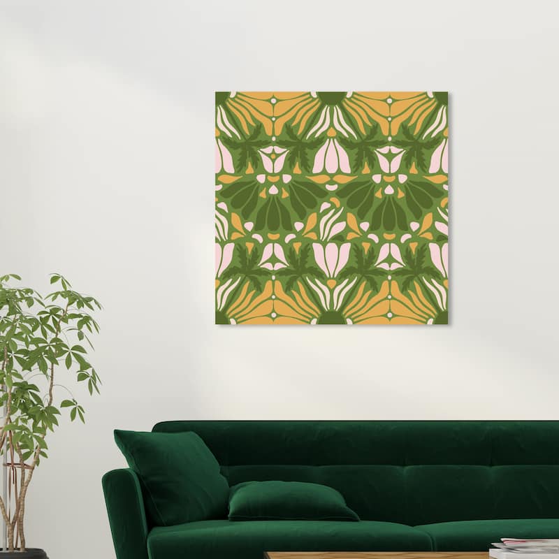 Wynwood Studio Canvas Abstract Version of my Garden Green and Vintage Wall Art Canvas Print