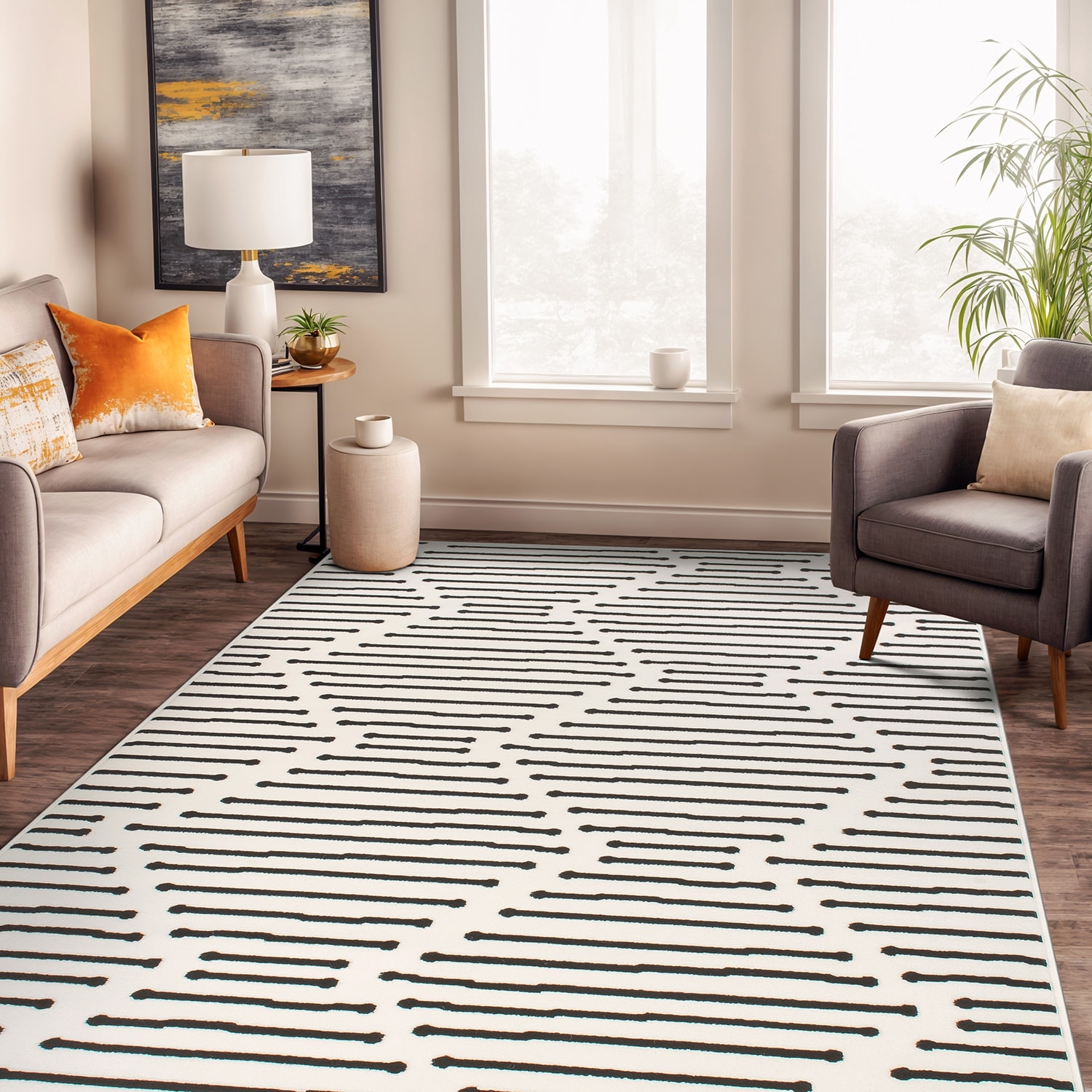World Rug Gallery Boho Stripe Design Area Rug