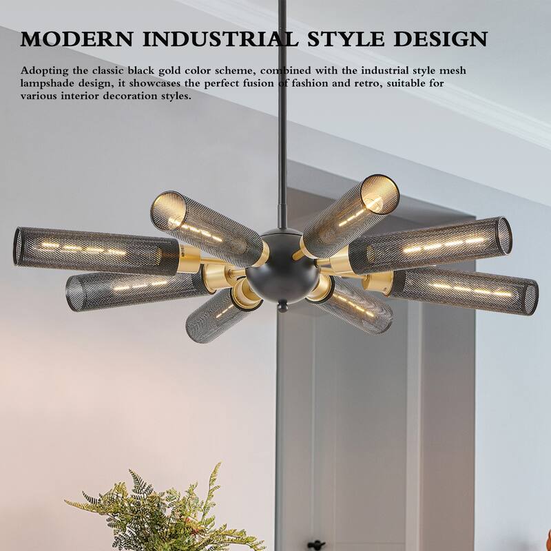 34" Modern Industrial Sputnik Chandelier