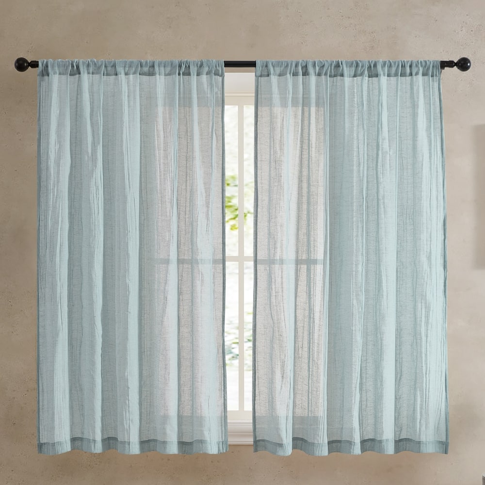 French Connection Charter Crushed Rod Pocket Window Curtain Pair