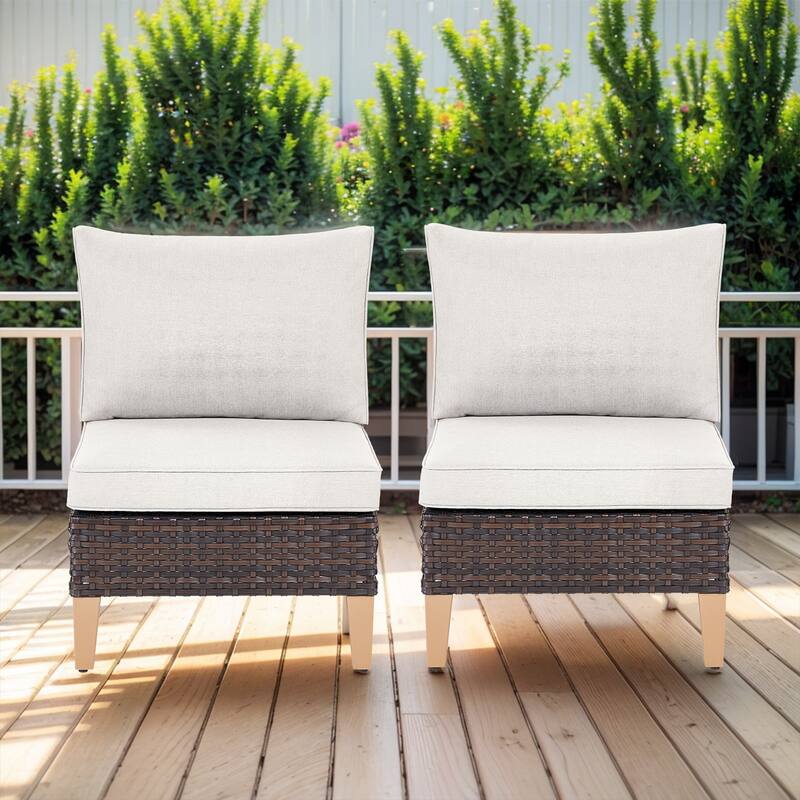 Gymojoy Outdoor Sectional Sofa with Cushion - Brown - Beige