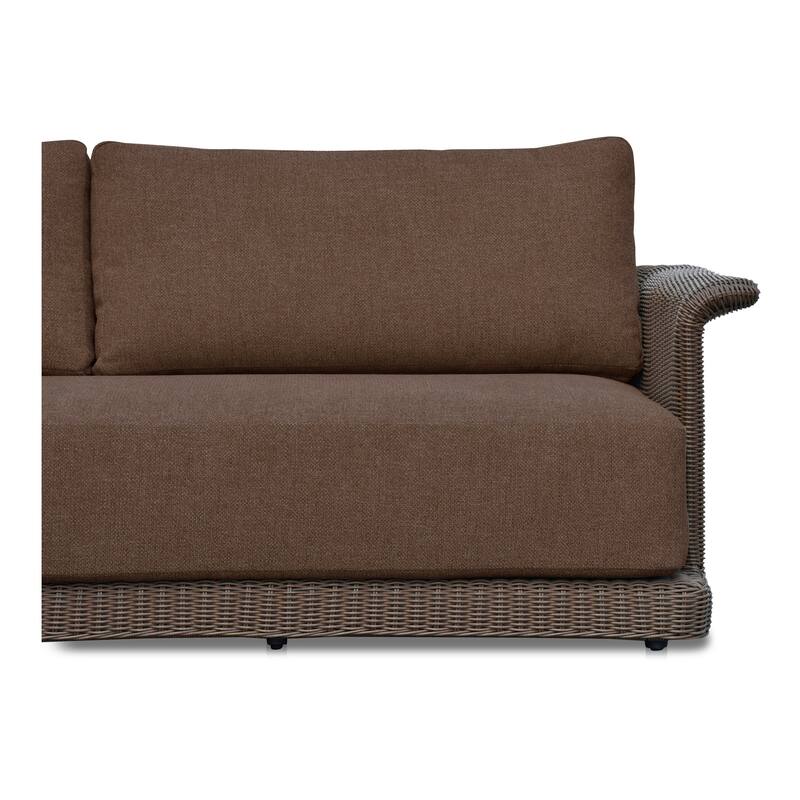 NADAAL STUDIOS Aralina Outdoor Sofa, Curved Windowpane Frame, 3-Seater, Brown Stripe Upholstery