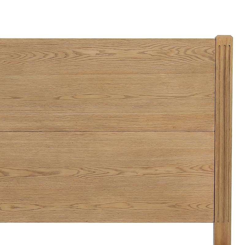 Solid Wood Panel Platform Bed with Headboard, Double Size Beds Wooden Rustic Bed Frame Bedroom Furniture