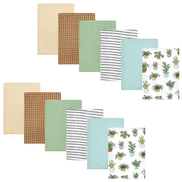 slide 1 of 1, Hudson Baby Cotton Flannel Burp Cloths Bundle, Plants, One Size - Plants - One Size One Size - Plants