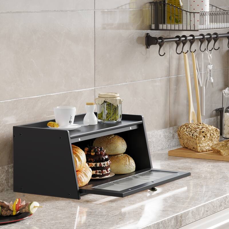 Wooden Bread Box Large Capacity Kitchen Storage Container Bread Holder