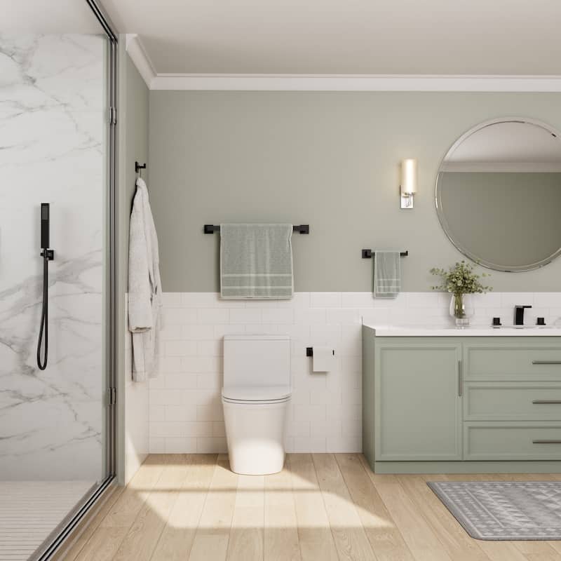 GRANDJOY 2-Handle Bathroom Faucet with 4-Piece Towel Bar Set Combo Kit