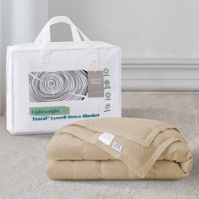 Hotel Luxury Down Cooling Blanket, Breathable Silky Soft & Smooth Lyocell Fabric - 90x108 inches - Ginger Root