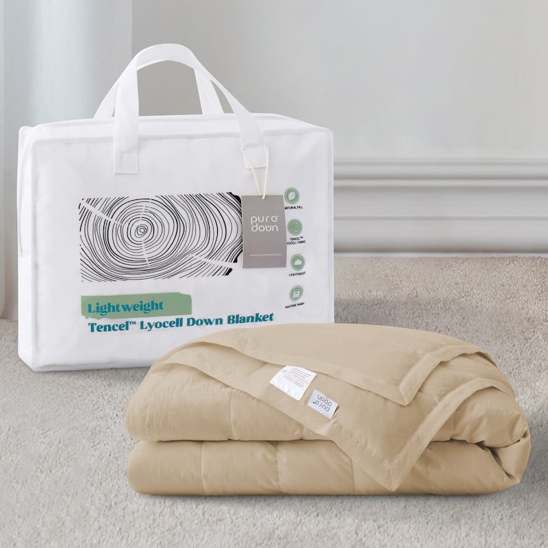 Lightweight Cooling Lyocell White Down Comforter, Tencel Oversized Blanket for Summer