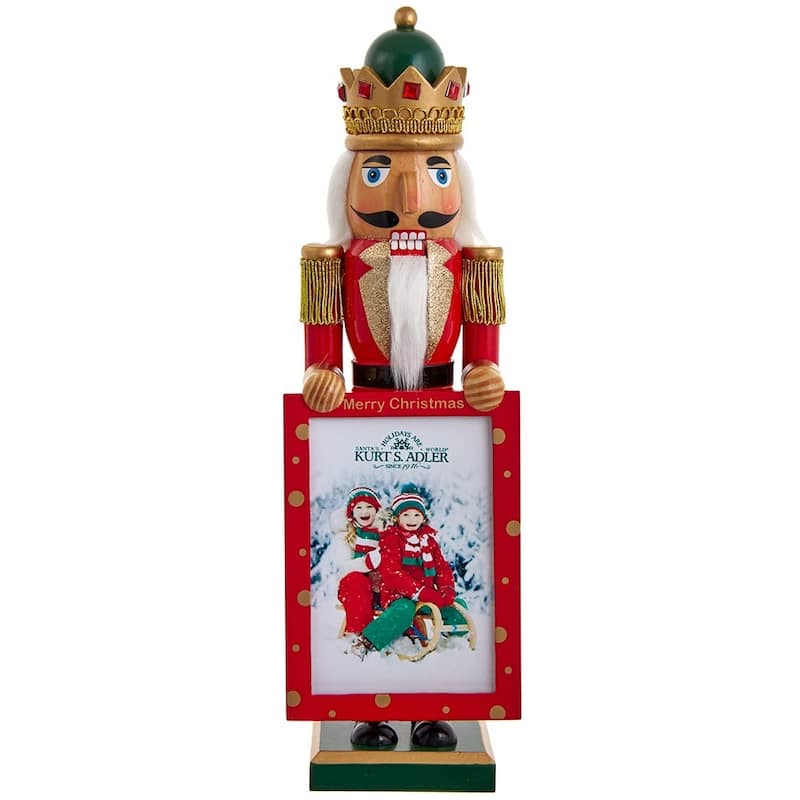 Kurt Adler 15-Inch Nutcracker King Holding Picture Frame - Multicolored