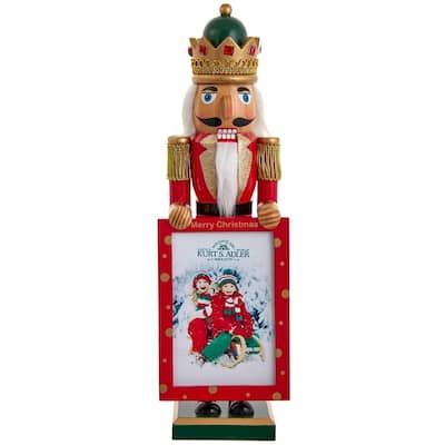 Kurt Adler 15-Inch Nutcracker King Holding Picture Frame - Multicolored
