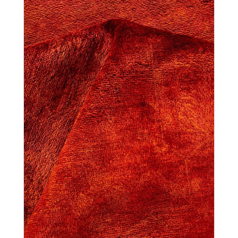 Overton Hand Knotted Wool Vintage Inspired Modern Contemporary Overdyed Orange Area Rug - 9' 1" x 11' 7"