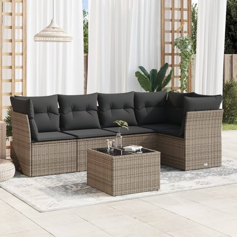 vidaXL Garden Sofa Set Grey PE Rattan Large Modular Garden Sofa Set - 21.7 x 21.7 x 14.6