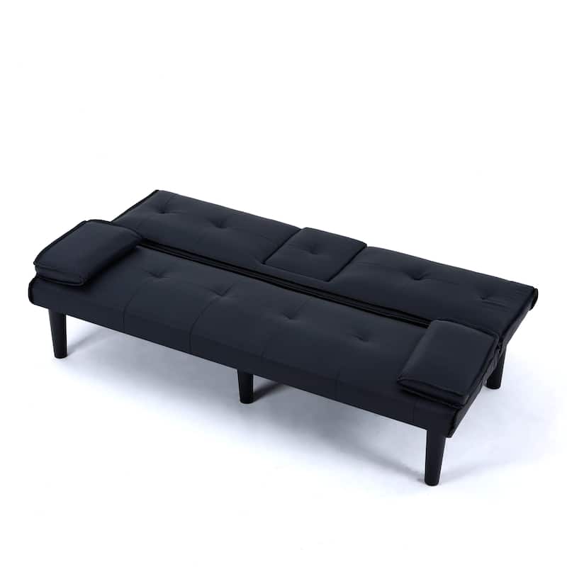 The 67-inch PVC multi-functional sofa bed, with a foldable and cup holder design