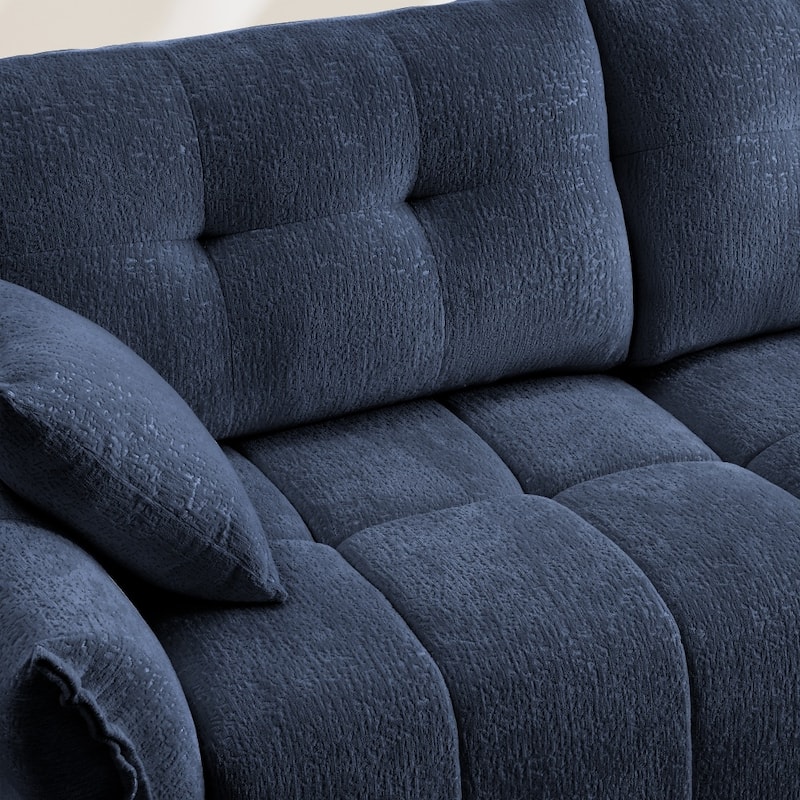 Modular Wood Frame 3-seater Sectional Sofa Set with Ottomans and Throw Pillows