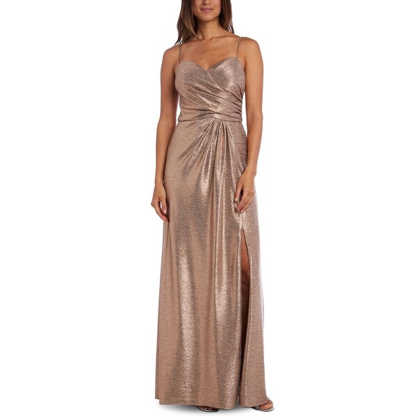 metallic gold evening dress