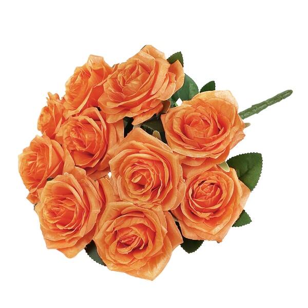 Orange Color Shaded Artificial Rose Flower Set Of 6