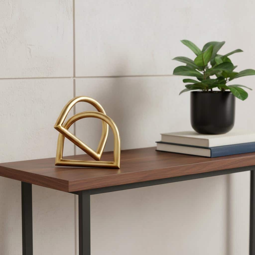 HomeRoots 6" Gold Iron Abstract Modern Tabletop Sculpture - 5.91 in. x 6.10 in. x 5.91 in.