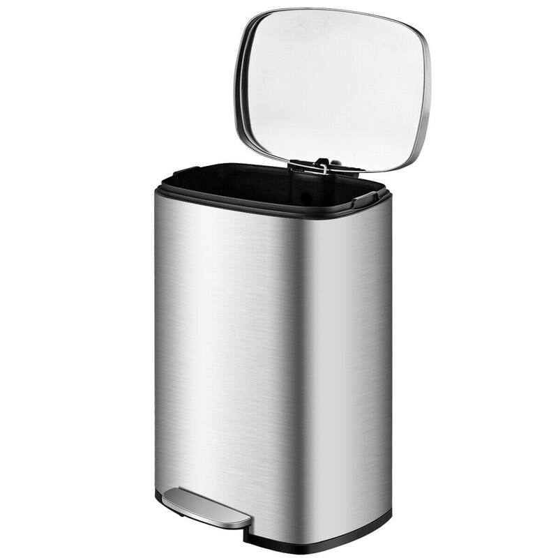 Gymax 13.2 Gallon Trash Garbage Can Stainless Steel Airtight Soft