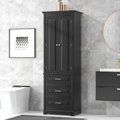 Bathroom Tall Storage Cabinet with Three Drawers