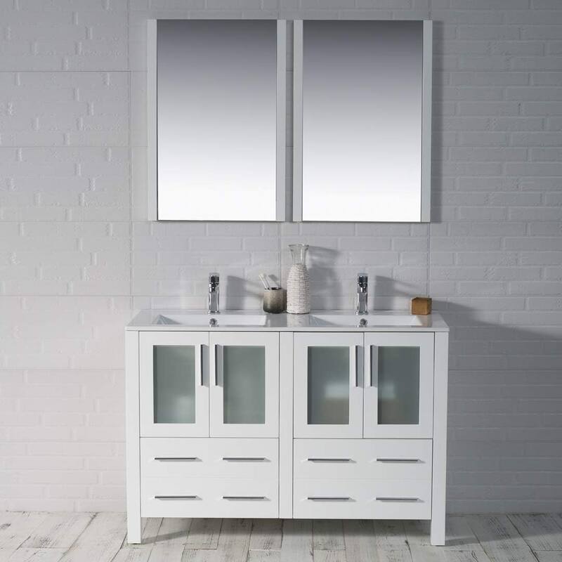 Blossom 48" Double Sink Bathroom Vanity with Ceramic Tops & Mirrors