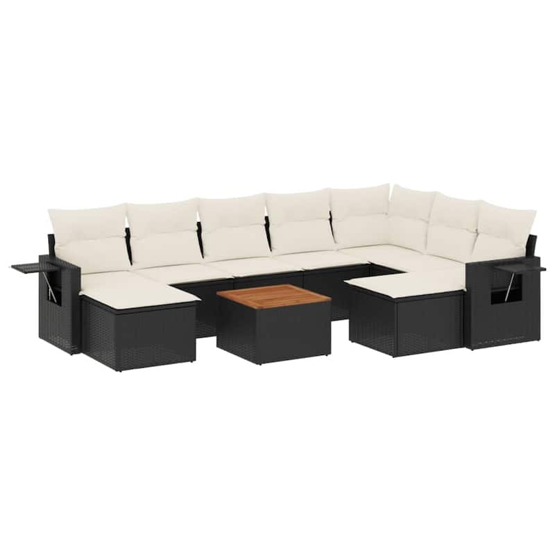 vidaXL Garden Sofa Set Black, Cream White - 24.4 x 24.4 x 27.2