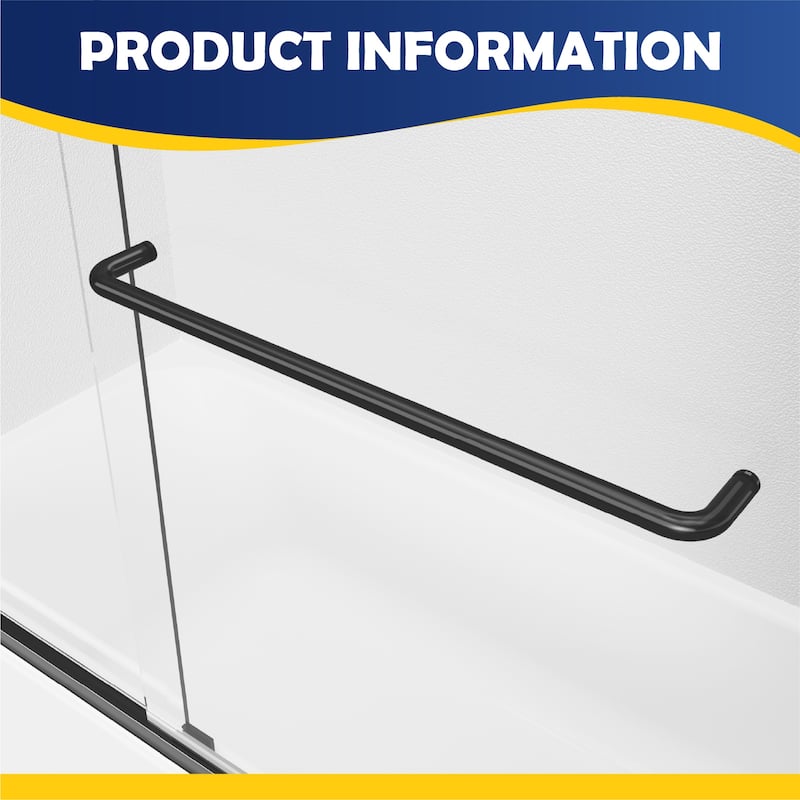 i-Homare 55-59" W x 56" H Bath Tub Semi-Frameless Sliding Shower Door