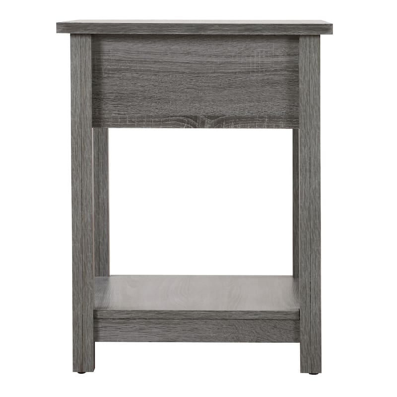Grey Nightstand 24x20x19 Modern Compact Bedside Table with Chic Neutral Finish, Sturdy Build and Stylish Bedroom Appeal
