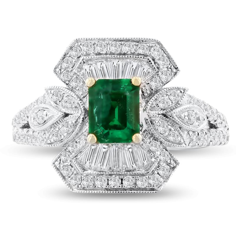 Auriya 18k White Gold 5/8ct Emerald and 3/4ct TDW Diamond Ring