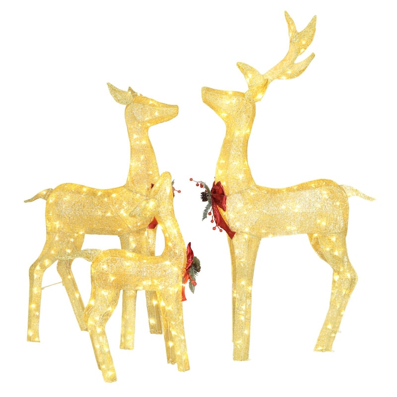 VEIKOUS 4.5 ft. 3D LED Reindeer Family Christmas Holiday Yard Decoration