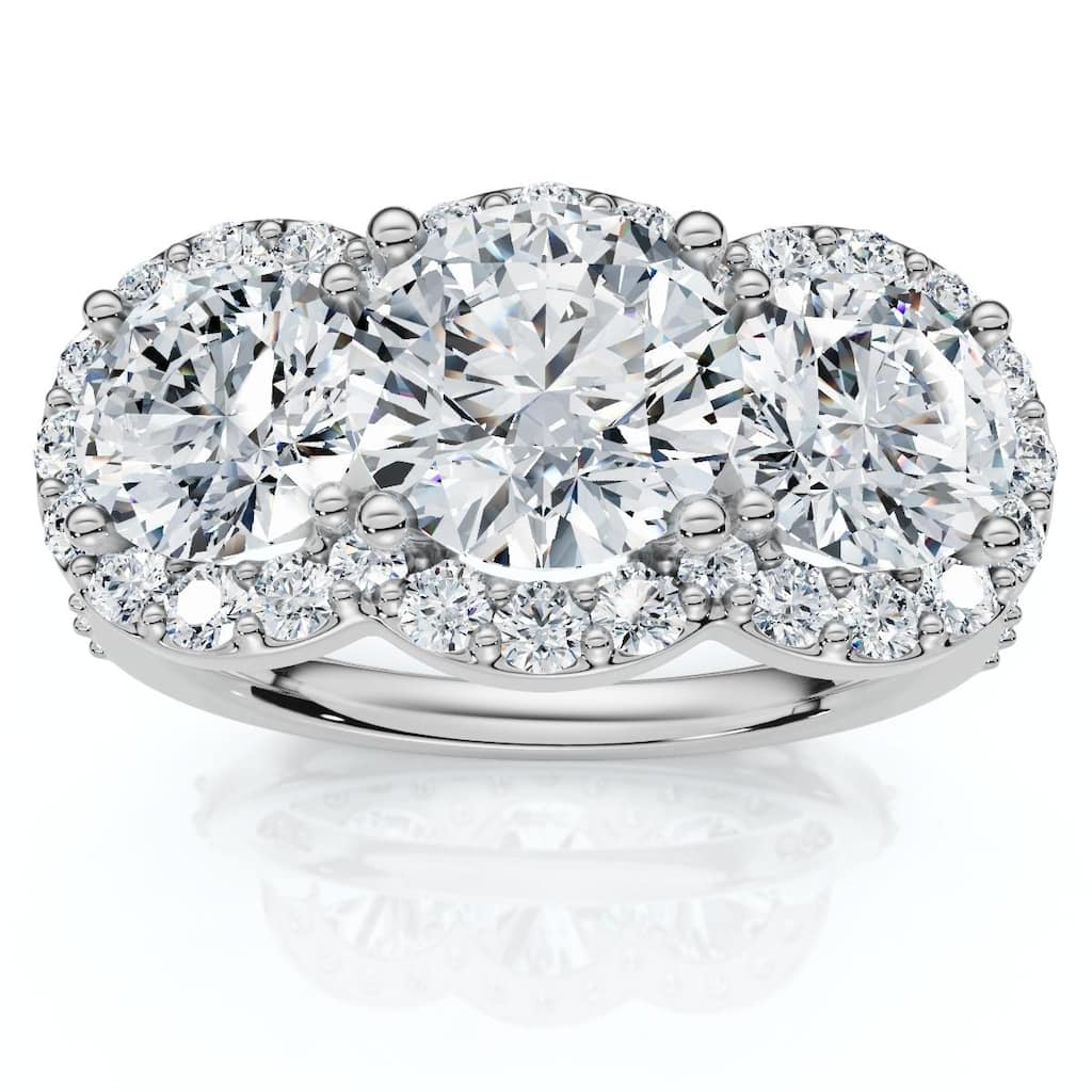 Bliss Diamond Certified 3 3/4Ct Three Stone Diamond Engagement Ring Gold Lab Grown