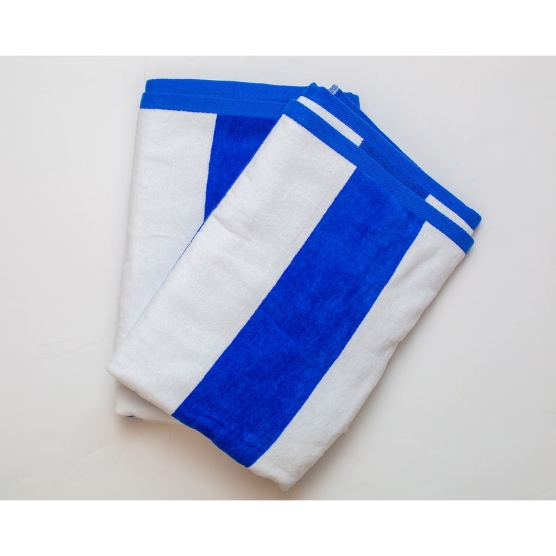 2 PK Tropical Cabana 100 Cotton Beach Towel - Royal