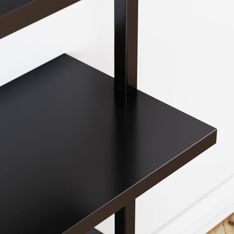 Nathan James Theo 5-Shelf Ladder Bookcase Wood with Metal Frame