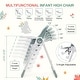 preview thumbnail 17 of 19, Foldable High Chairs for Babies and Toddlers with 7 Height and 5 Recline Adjustable Backrest