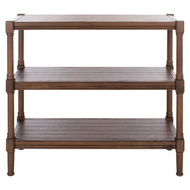 SAFAVIEH Olevia 3-Shelf Console Table - 33.8" W x 13.8" L x 29.5" H - 34Wx14Dx30H - Brown