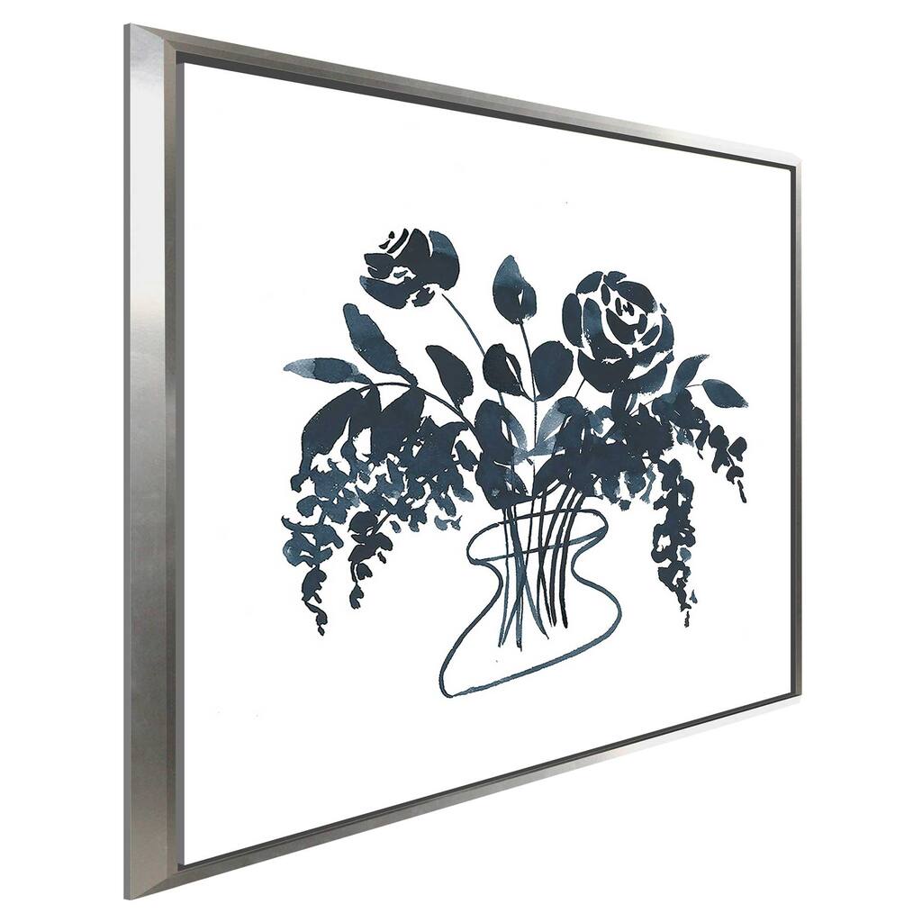 "Indigo Floral Study I" Print on Floating Canvas