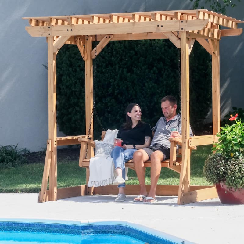 Backyard Discovery Callahan 8'x5' Cedar Wood Patio Pergola Swing - 8'2" x 5'5"