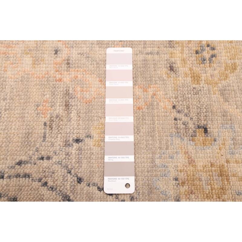 ECARPETGALLERY Hand-knotted Modern Oushak Light Grey Wool Rug - 2'5 x 8'3