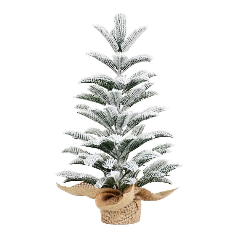HomeRoots 2' Sparse Flocked Fir Christmas Tree With Burlap Base - White - 10.00 in. x 19.68 in. x 10.00 in.