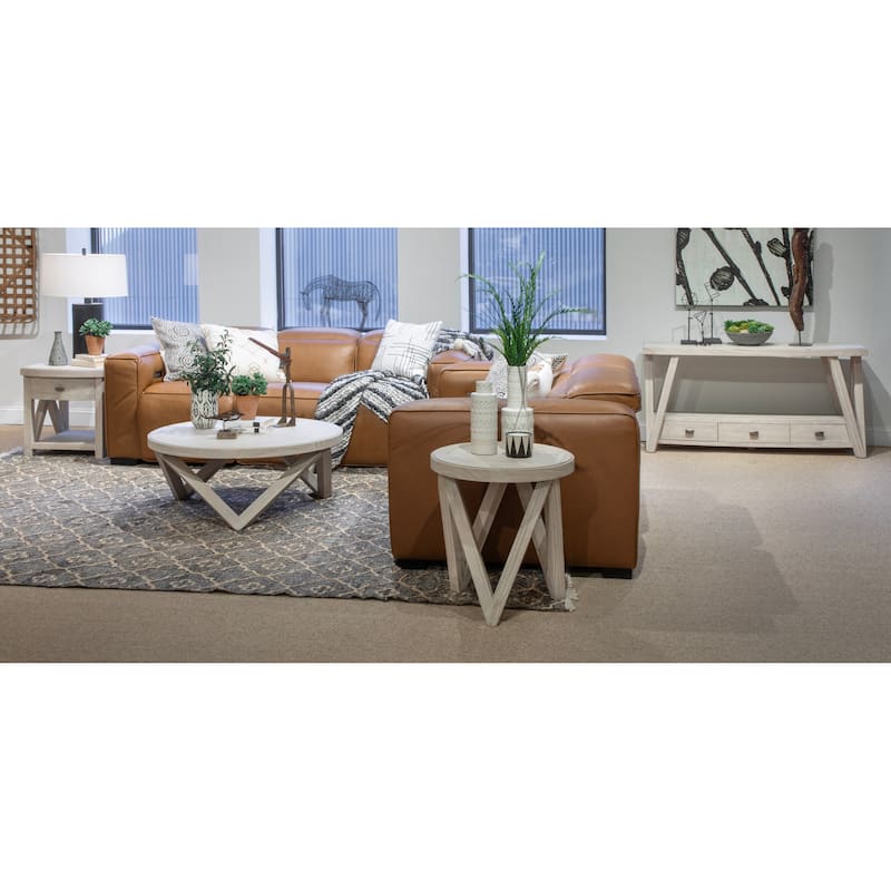 Magnussen Home Bostwick Coconut Cream Round Cocktail Table - 40''W x 40''D x 16''H