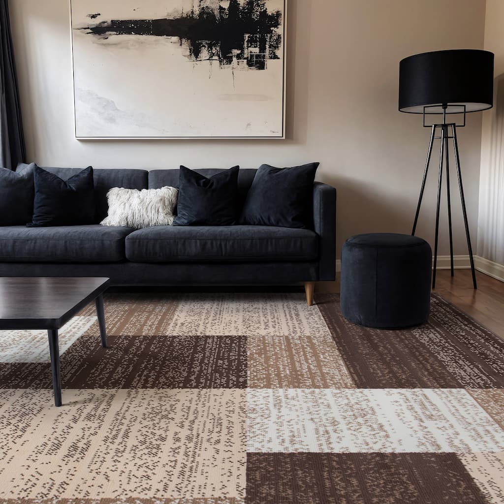 World Rug Gallery Contemporary Distressed Boxes Area Rug