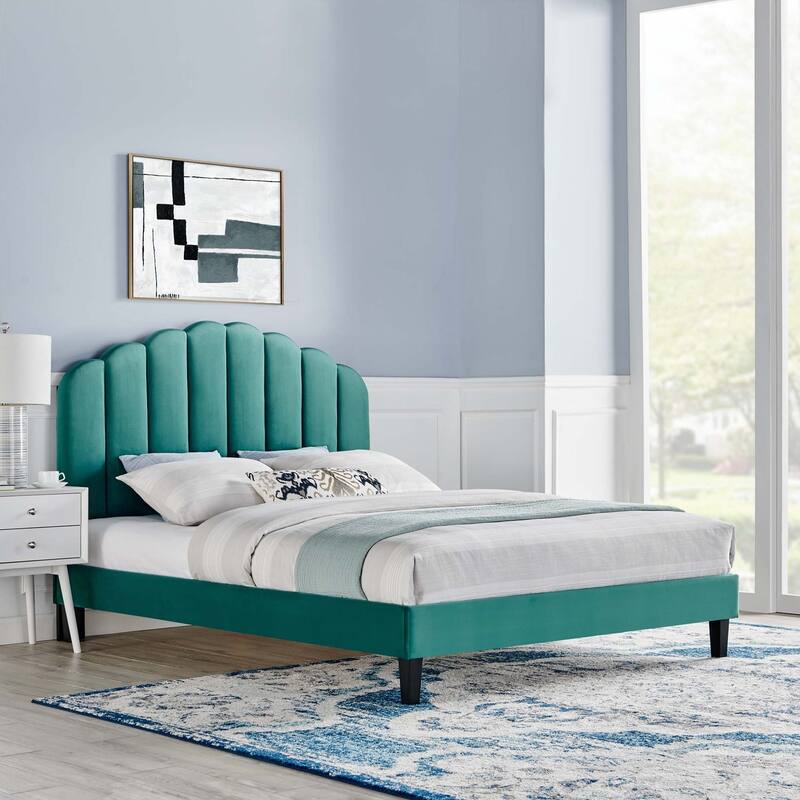 Daisy Performance Velvet Queen Platform Bed