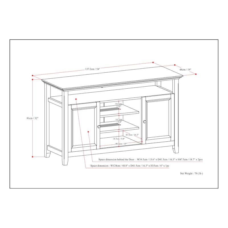 WYNDENHALL Halifax 54 inch Wide Solid Wood Transitional TV Stand - 54'' W x 18.9'' D x 31.9'' H