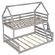 preview thumbnail 12 of 31, House Bed Design Twin over Full House Bunk Bed with Built-in Ladder,Full-length Guardrail